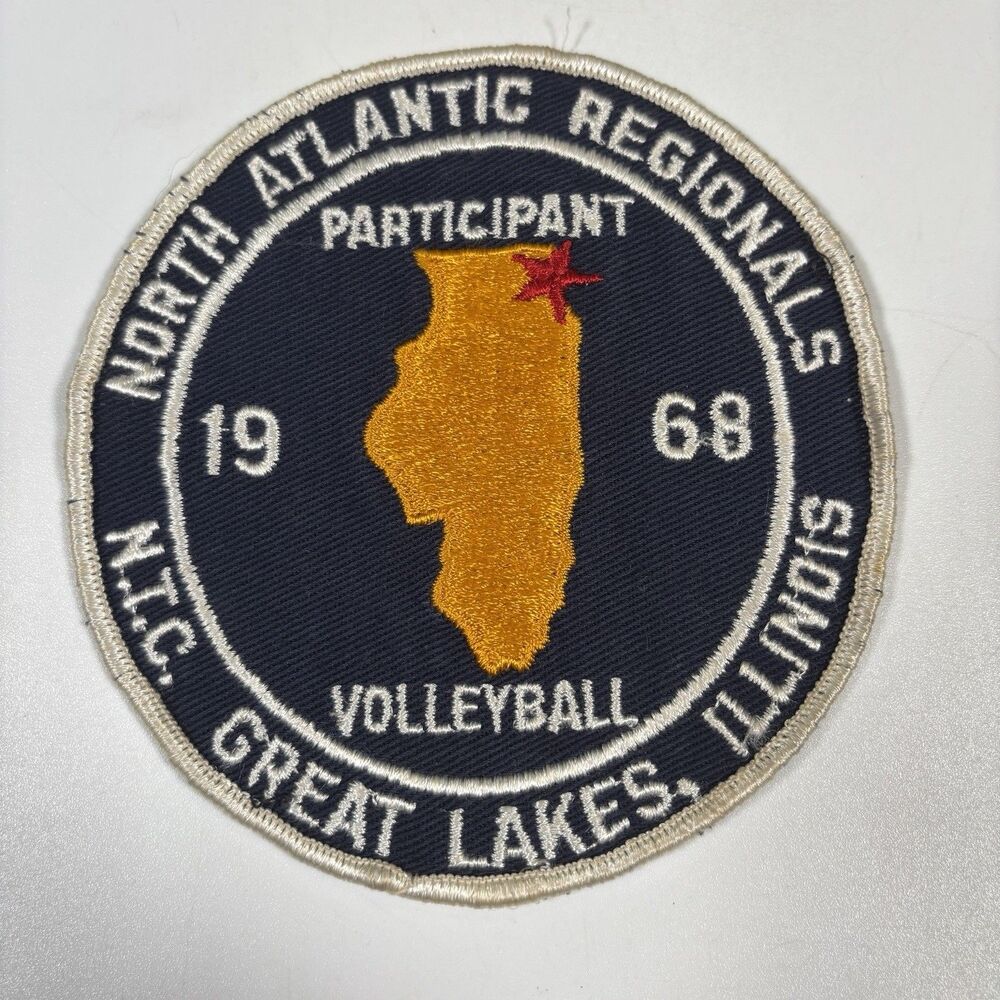 1968 NTC Great Lakes Illinois Volleyball Patch North Atlantic Regionals 5" Naval